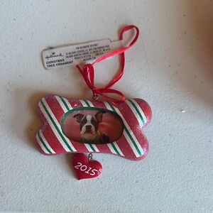 Hallmark Red and Green Dog Bone Ornament